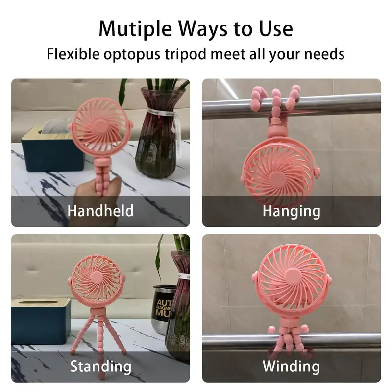 Portable USB Rechargeable Mini Fan, Foldable Desktop Fan, Multifunctional Fan for Outdoor Sport 4