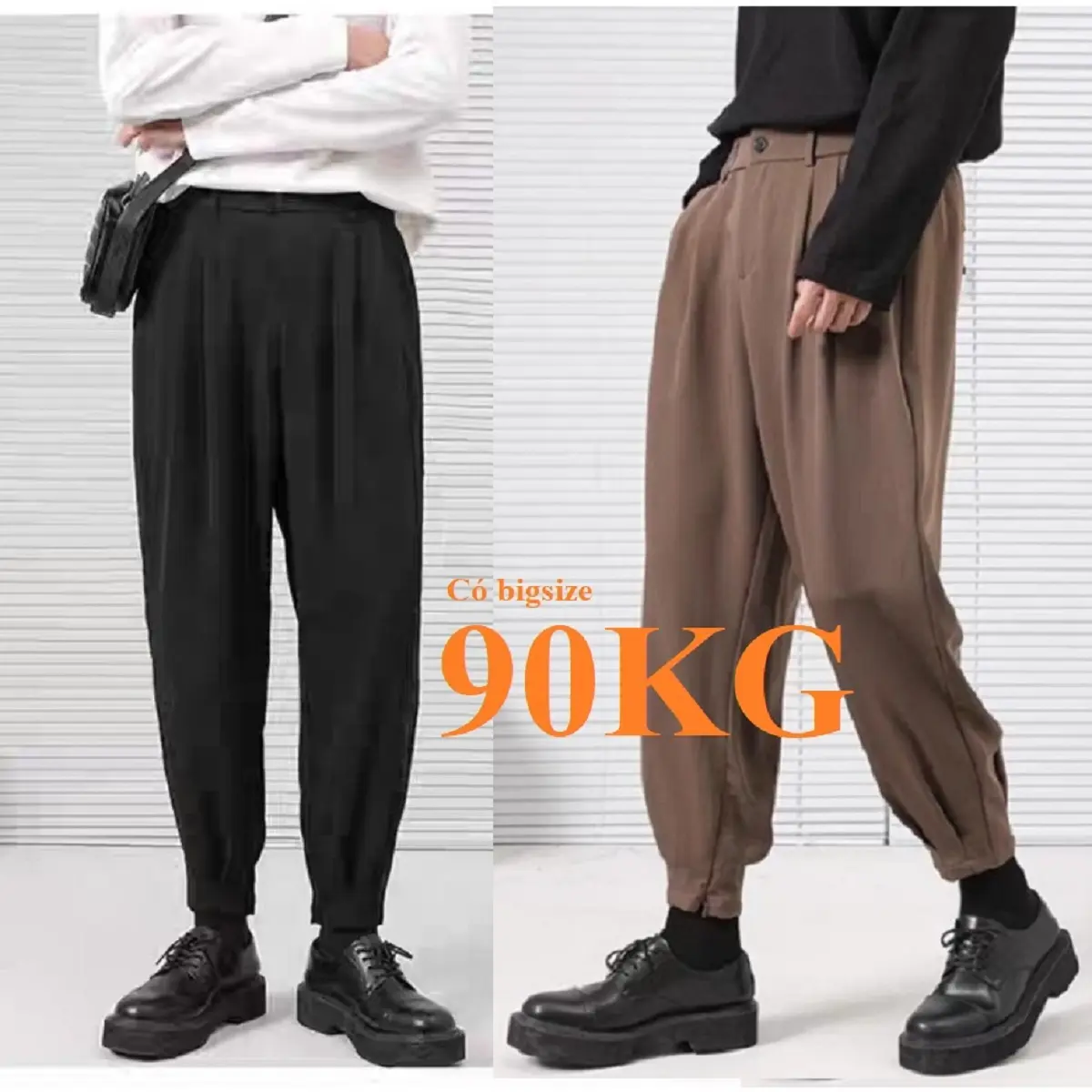 Quần Baggy Nam Khóa Gấu phong cách, Vải tuyết mưa cao cấp, Có Bigsize 90KG.