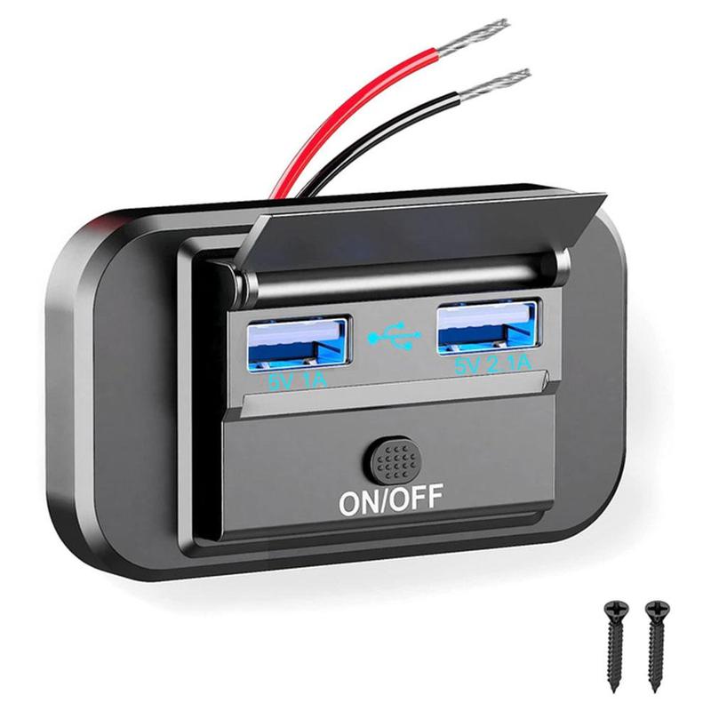 Product Introduction of Quick Charge PD Type C Dual USB Ports Car Bus Charger Socket Adapter 12V/24V USB Power Panel F7C2 51
