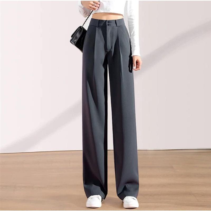 Quần tây nữ ống suông lưng chun cạp cao khóa trước Dáng Dài 100cm cạp bản to 7cm lưng cao siêu tôn dáng có bigsize Ong Women Pants Nhung