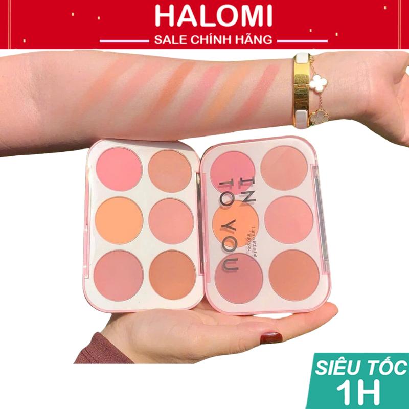 Bảng phấn má hồng INTO YOU 6 ô chất phấn siêu mịn bám màu cực tốt tone cam hồng dễ makeup