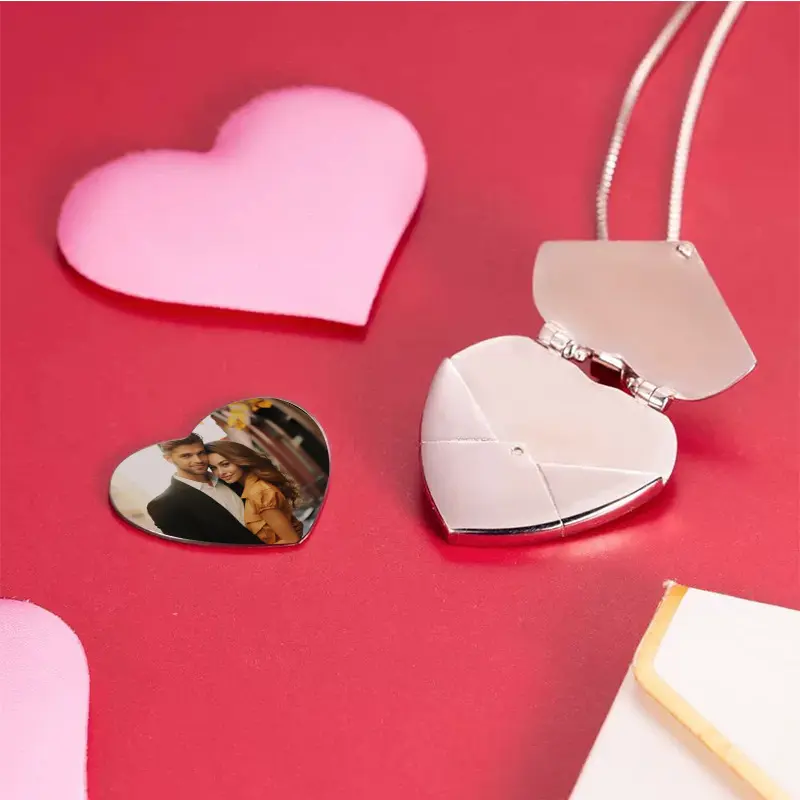 New fashion Couple Necklace Love Heart Envelope Photo