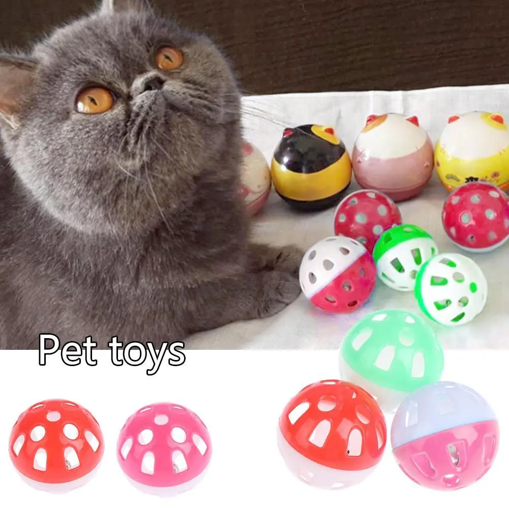 Pet Toys Kitten Toys Plastic Hollow Bell Balls Pet Pet Spherical Supplies Toys T8V7