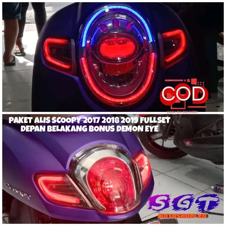 Terbaru paket lampu alis led alis scoopy 2017 sampai 2019 tanpa bintik super terang Kabel