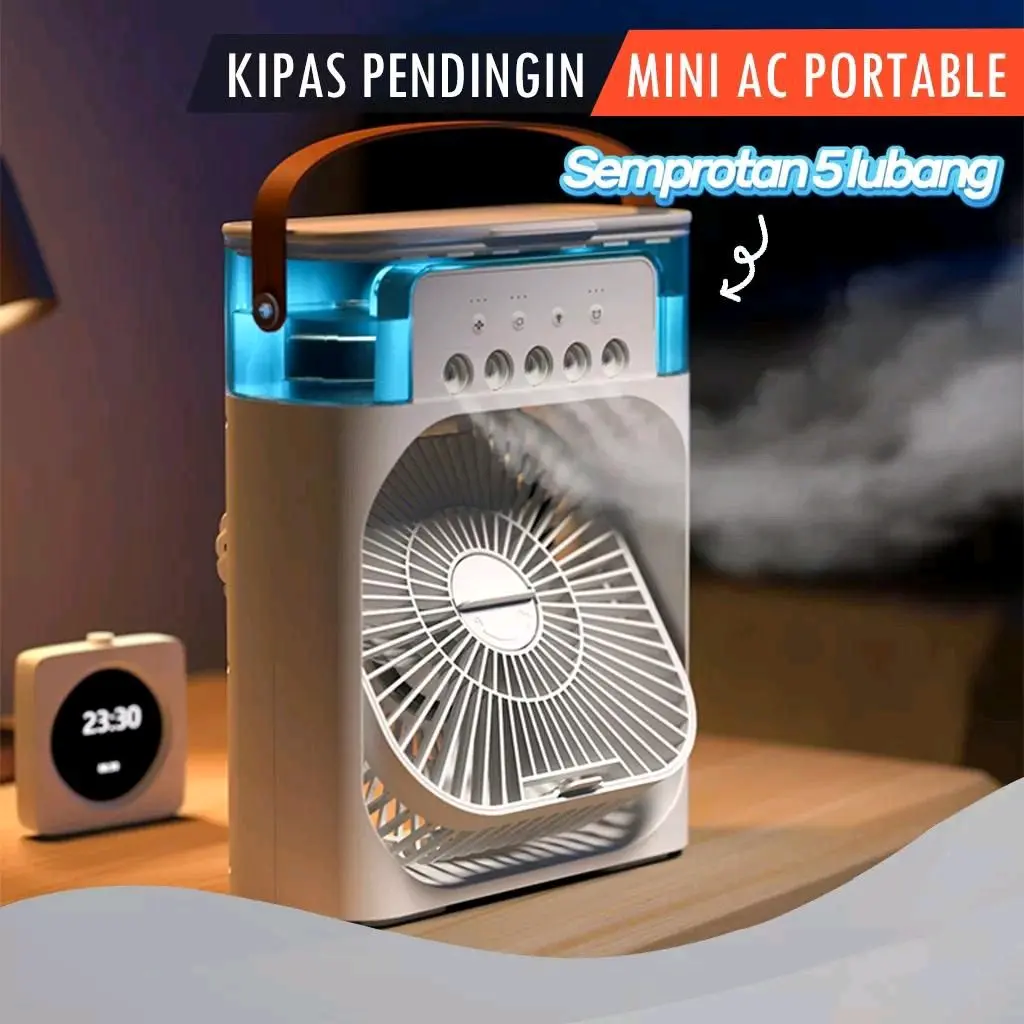 Kipas AC Mini Portable Kapasitas Air 600ml Kipas AC Cooler Kipas Pendin Portable Tahan Lama AC Mini Kipas Duduk Serba a Elektric Kipas An Portable Air Cooler AC Portable Electric Air Cooler - Cooler 600ml/ Putih