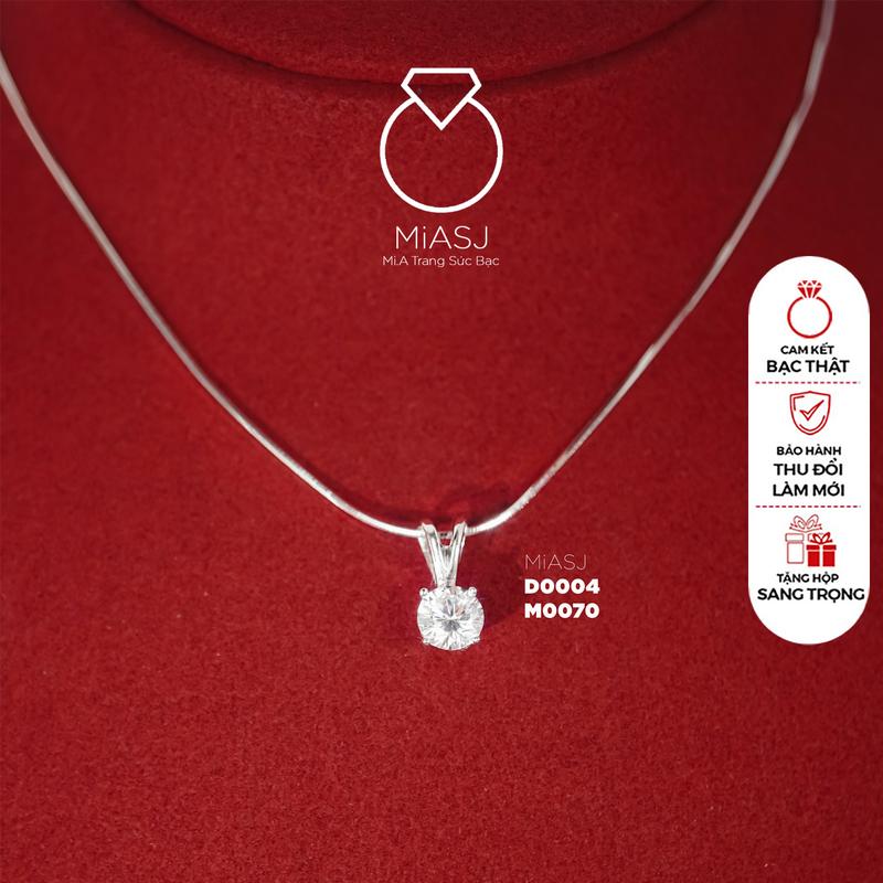 Dây chuyền nữ Bạc Ý S925 mặt hột đá giọt nước tai thỏ sáng sang trọng cao cấp M0070 D0004 | Mi.A Trang sức Bạc