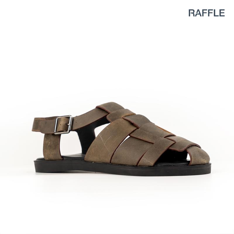 Dép Da Bò Nam Raffle Fisherman Sandal  - Grey Kiểu Dáng Thanh Lịch, Đế Đúc Cao Su Chống Trượt 2
