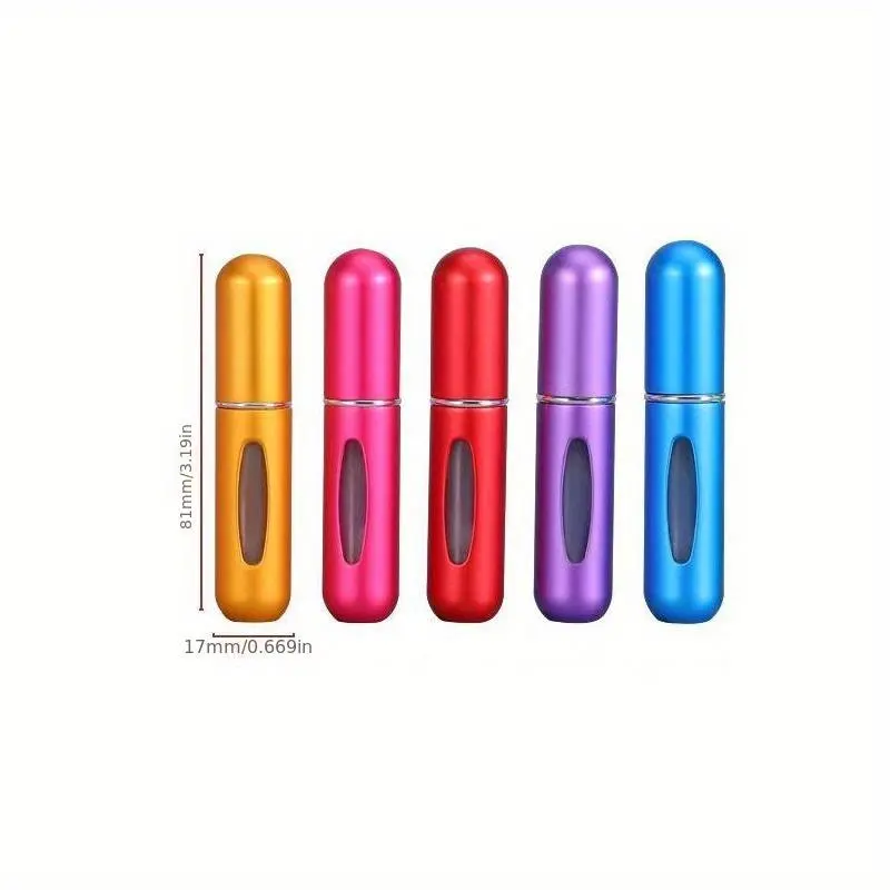 5ml Random Color Travel-size Empty Perfume Atomizer, 5 Counts/set Refillable Bottle for On-the-go Freshness, Sports & Outdoor Makeup Accessories 1