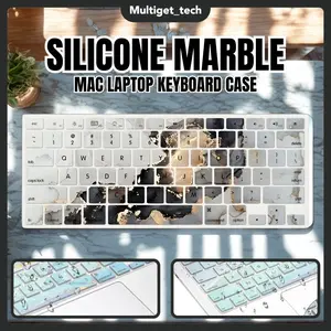 Silikon Keyboard Case Marble Kompatible Untuk  Mac book Cover Dust Protection Sillicone Protector Aesthethic Pelindung Casing Motif Anti Goresan Debu