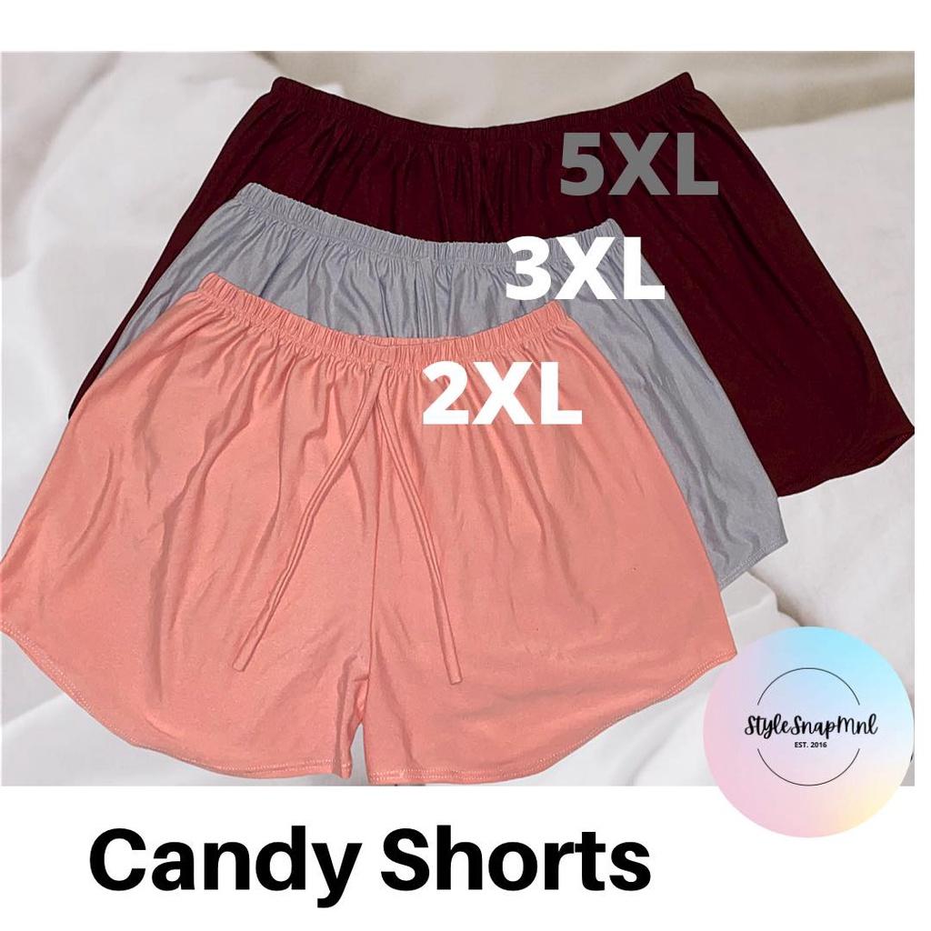 Pantaloncini Candy taglie forti in cotone e spandex (2XL e 3XL) Tessuto Abbigliamento femminile_voghion.com
