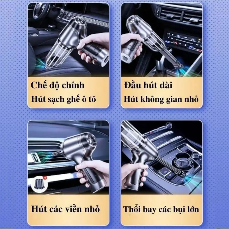 Máy hút bụi cầm tay mini Tamashio 3 trong 1, công suất 120W, tích điện, hút chân không, thổi bụi, làm sạch hiệu quả 4