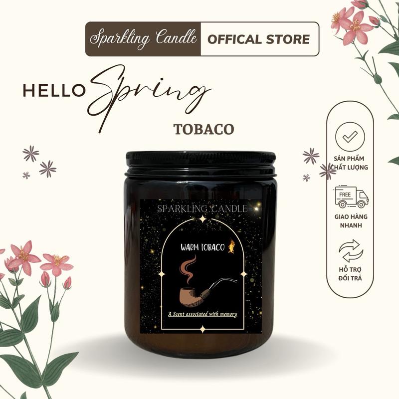  Nến Thơm Cao Cấp Hương Warm Tobaco - Tinh Dầu Tự Nhiên Không Khói - Sparkling Canle Decor Phòng Dầu Thơm Đồng Trang Trí Nhà 