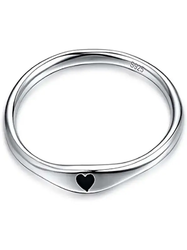 S925 Sterling Silver Heart Design Ring, Fashion Jewelry for Party, Daily Clothing Decor, Trendy All-match & Exquisite Jewelry for Birthday Gift 4