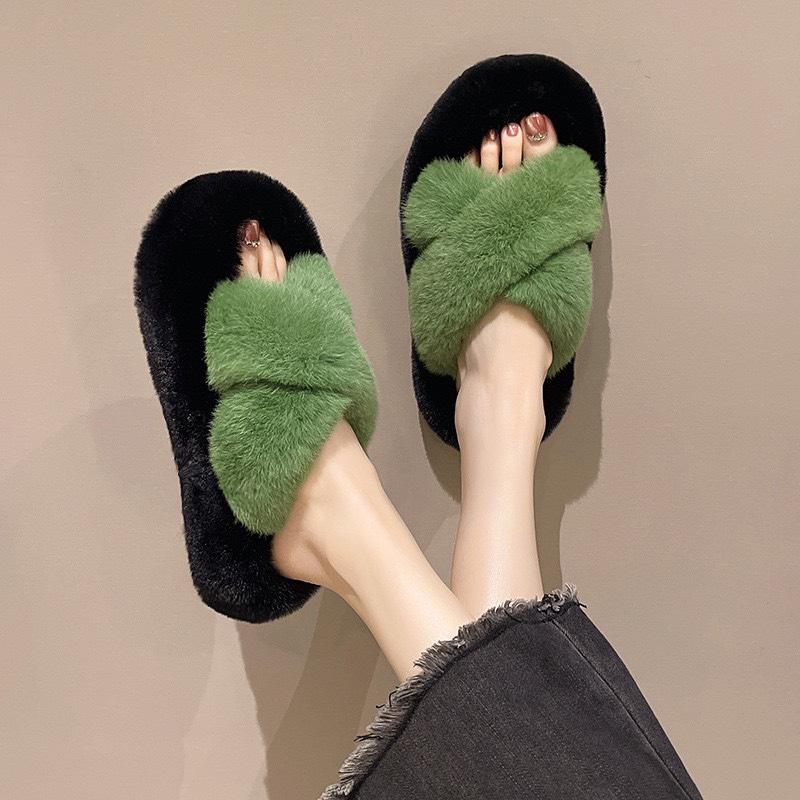 (tăng1 size)dép nữ .đép lê .dép lông quai chéo mix mầu .mẫu mới 2023 siêu hot DéP Slipper Có Quai Đồng