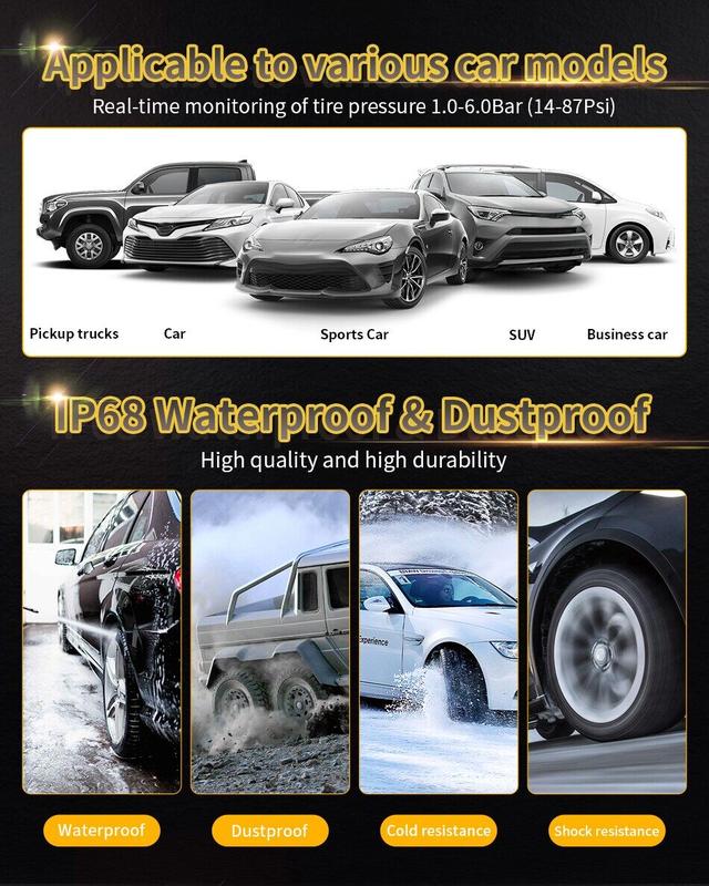 Product Introduction of 【SKIT】Car TPMS Tire Pressure Monitoring System And Time Display w/ Mounting Bracket, TPMS External Sensor, TPMS Internal Sensor, English Voice/Beep Alert,  TPMS Tyre Pressure Monitoring System, TPMS For Car Solar, Tire Pressure Gauge, Tire Pressure Sensor 7