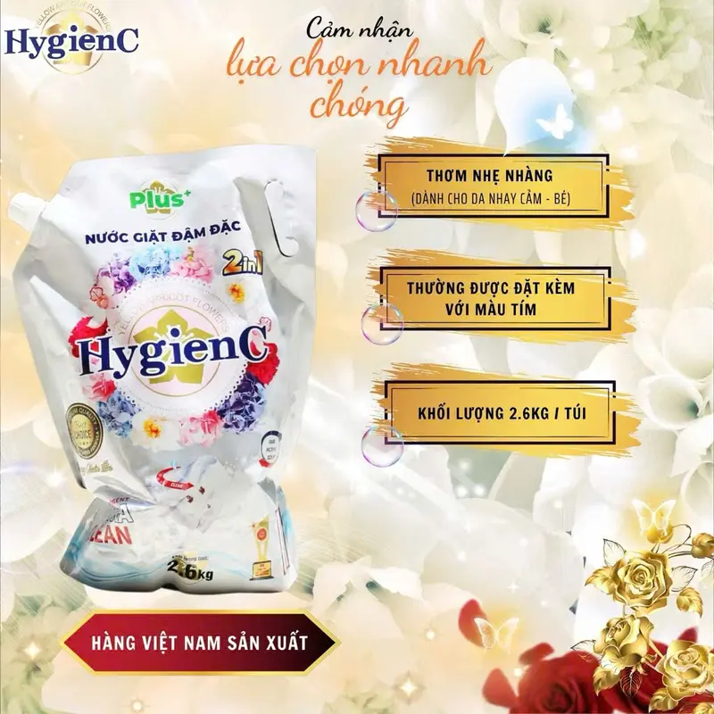 [MUA 2 TẶNG 3] Combo 2 túi nước giặt đậm đặc HygienC Plus+ 5,2Kg công nghệ Thái Lan nước giặt thơm lâu đậm đặc DINO STORE Làm Sạch 5
