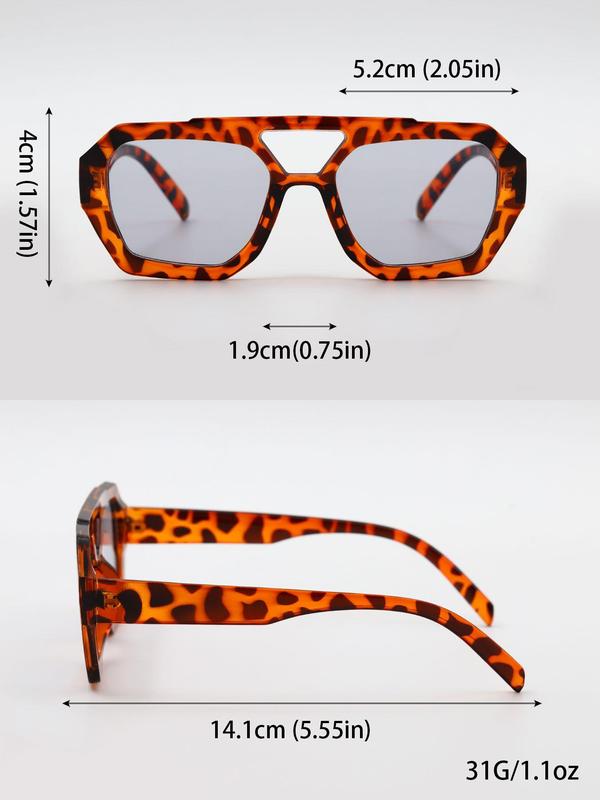 Unisex Street Double Bridge Trend Leopard Print Sunglasses (1 Pair), Trendy Tortoiseshell Frames Sunglasses for Everyday Use, Modern Fashion Styling Accessories for Outdoor Activities 1
