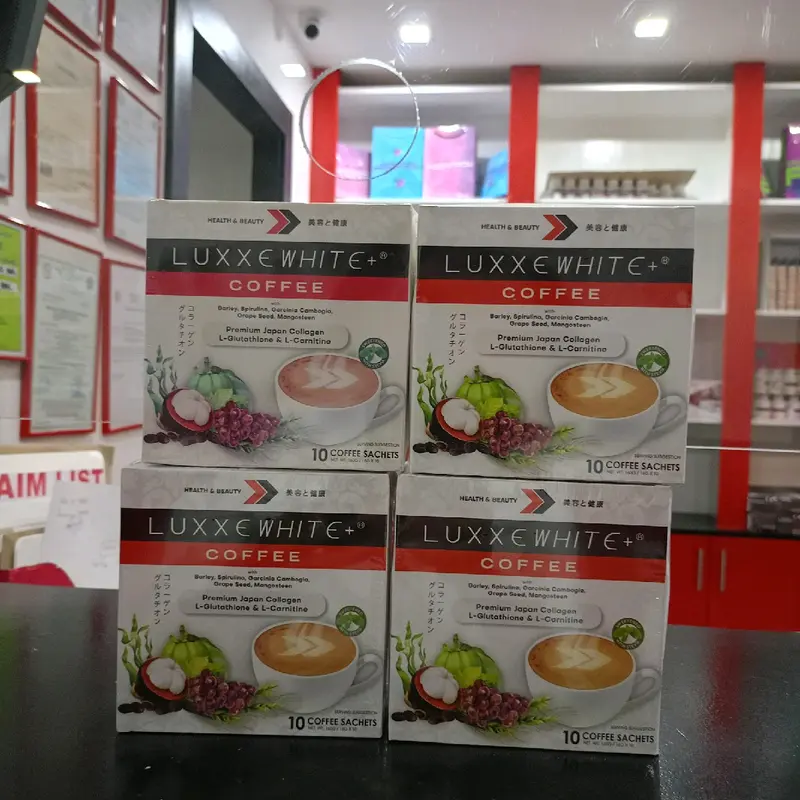 LUXXE WHITE COFFEE WITH PREMIUM JAPAN COLLAGEN, L- GLUTHATIONE and L-  CARNITINE - TikTok Shop Philippines