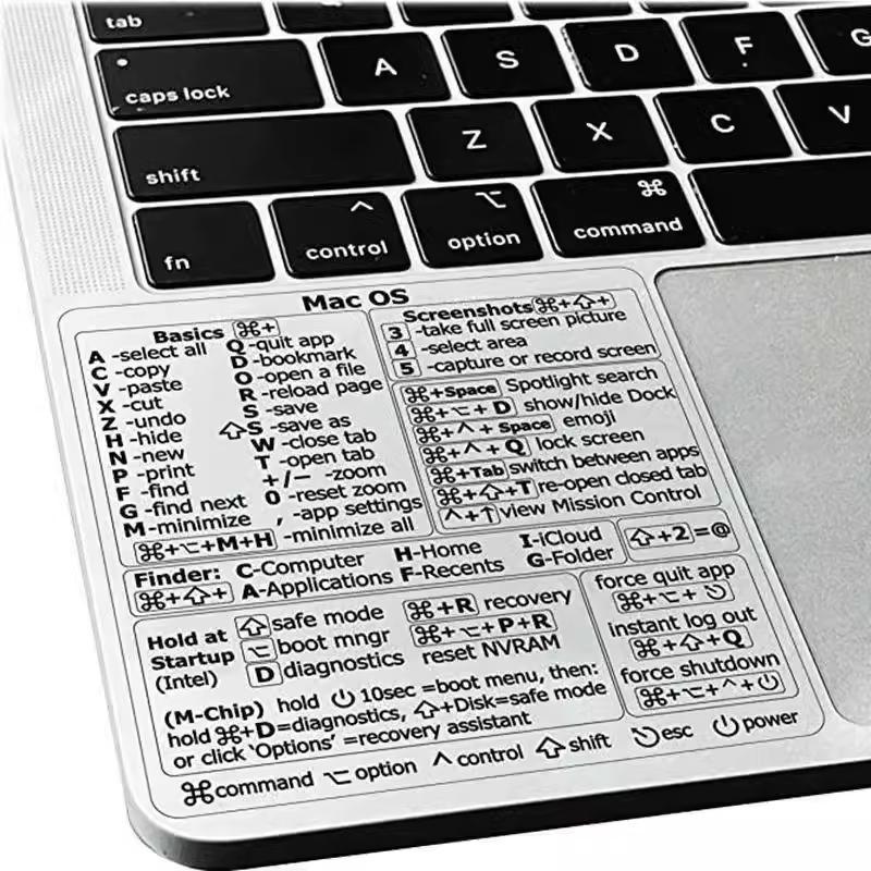 Product Introduction of Keyboard Shortcut Sticker for Mac, 1 Count Waterproof Keyboard Shortcut Sticker, Tablet & Computer Accessories for Macbook Air/pro/imac/mac/mini 4