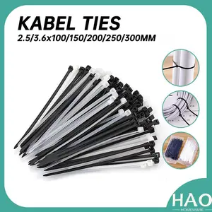 [HAO] Kabel ties 2.5/3.6x100/150/200/250/300mm Warna PUTIH/HITAM 1PACK Isi 100PCS
