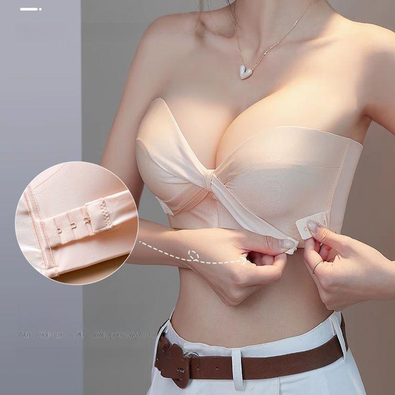 Đồ Lót Không Dây, Thời Trang, Thiết Kế Đơn Giản, Dây Đeo Mỏng, Thích Hợp Cho Ngực Nhỏ Nâng Ngực, Chống Trượt, Cúp Cực Dày, Áo Ống Vô Hình Áo Ngực Chống Trượt