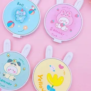 Cermin Lipat Duo Tebal Cantik H760 Cermin Bulat Kulit Portable Cermin Makeup 2 Sisi Praktis