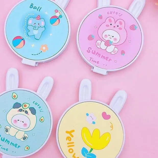 Cermin Lipat Duo Tebal Cantik H760 Cermin Bulat Kulit Portable Cermin Makeup 2 Sisi Praktis