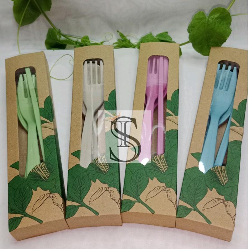 ( 50 Pics ) Souvenir Sendok Set Travel Souvenir Sendok Garpu Sumpit Kemasan Bok Rustik Free Kartu Ucapan Terima Kasih 2