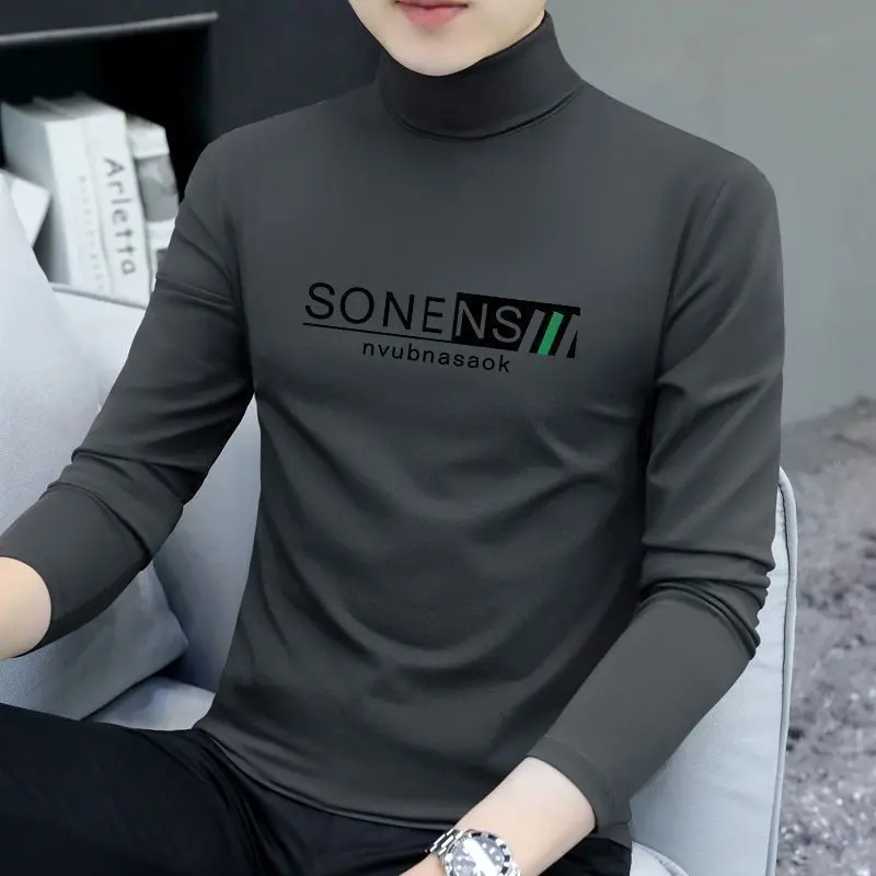 Áo Lót Nam, Phong Cách Mùa Thu Và Mùa Đông, Áo Thun Cao Cổ Nửa, Phong Cách Hàn Quốc, Áo Sơ Mi Lớp Cơ Sở Thường Ngày Có Thể Mặc Bên Trong, Áo Khoác Dày Và Ấm