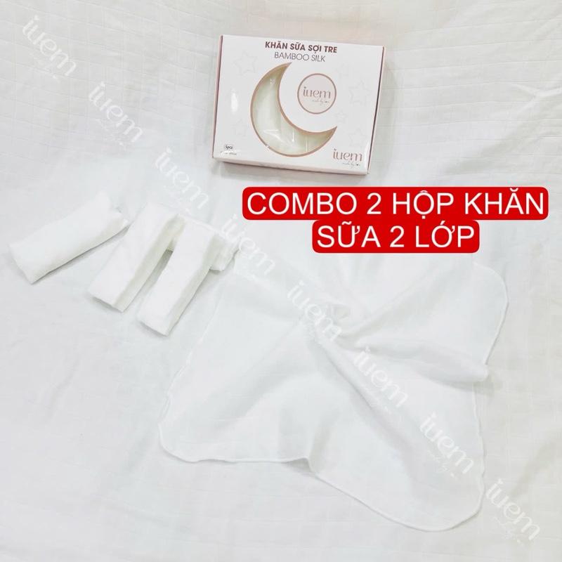 combo 2 hộp khăn sữa sợi tre lụa 2 lớp 10 cái cho bé từ sơ sinh mềm mại ko bụi vải thấm hút tốt
