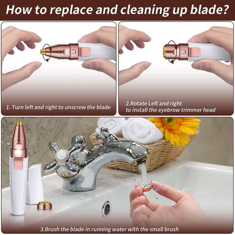 2 in 1 Electric Nose Trimmer, Portable Rechargeable Waterproof Eyebrow Shaver, Facial Hair Trimmer, Personal Care Appliances for Women 6