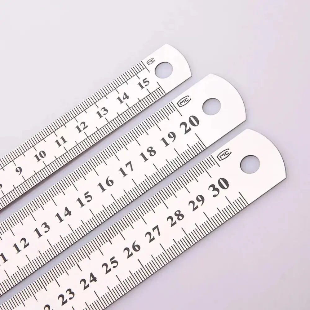 Thước Thẳng Bằng Thép Không Gỉ, Quy Mô Hai Mặt, 15Cm, 20Cm, 30Cm, Dụng Cụ Đo Lường, Thích Hợp Cho Học Sinh, Văn Phòng Phẩm Trường Học, Thước May