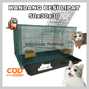Kandang Besi Lipat 50x30x30 Umbaran Kandang Kucing Kelinci Hamster Burung Musang Anjing Kandang Hamster Sangkar Burung Kandang Burung
