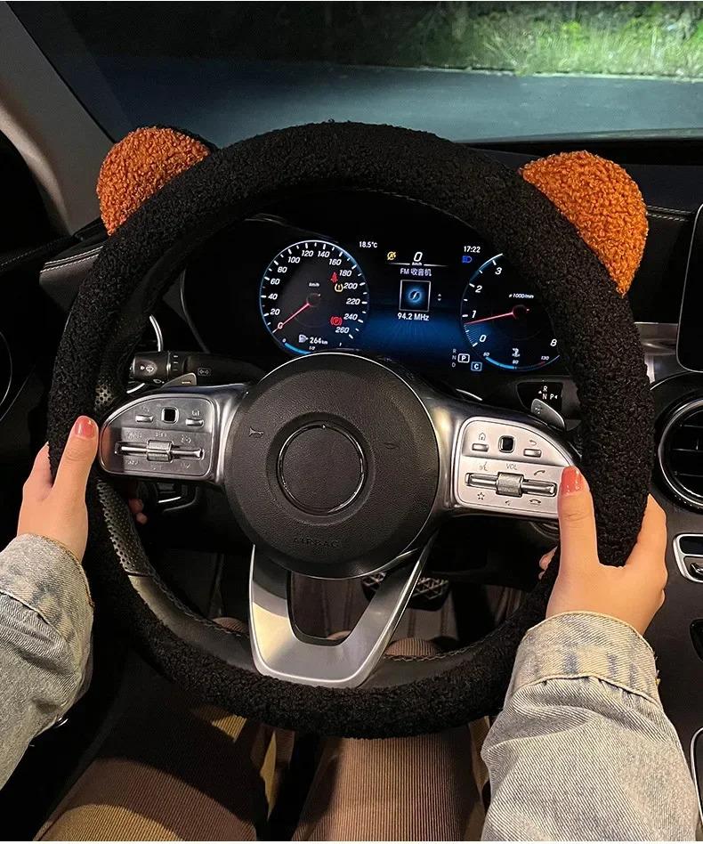 Product Introduction of Diameter 38cm Car Steering Wheel Handle Handlebar Sleeve Warm Cover Plush Non-slip Cartoon Universal Car Steering Wheel Cover 14
