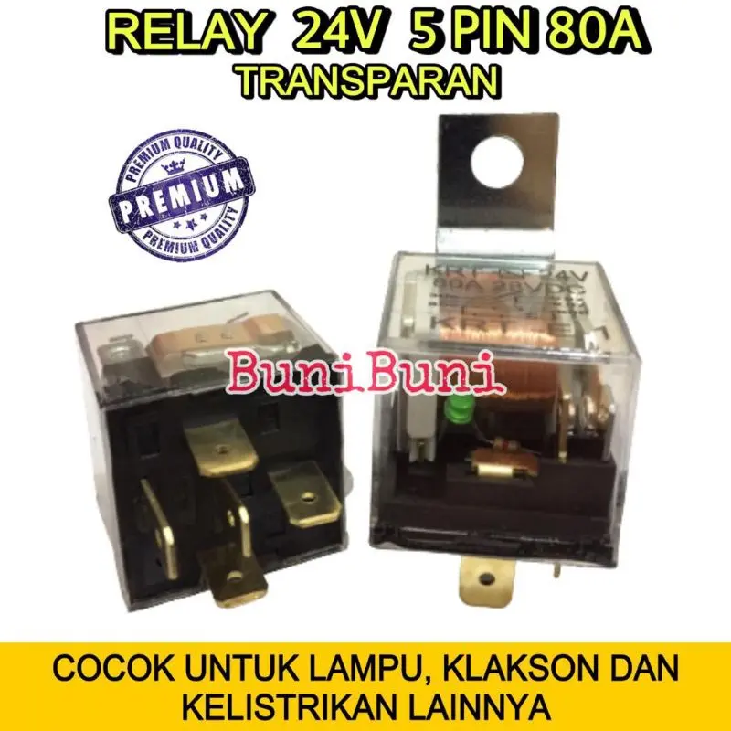 RELAY Transparan 24V KAKI 5 Pin 80A Untuk Lampu / Klakson Mobil Truk - 24V 5 KAKI 3