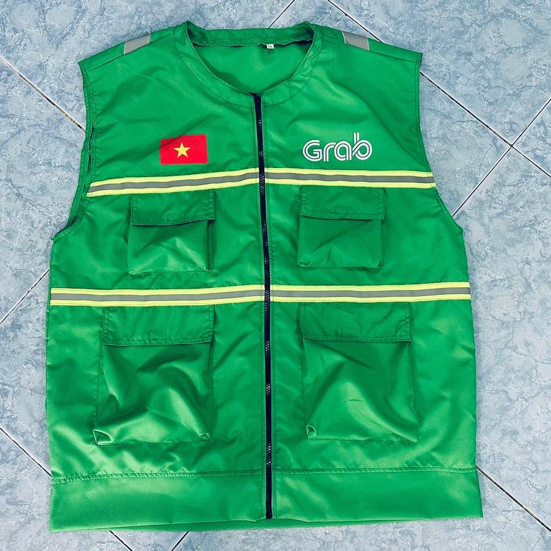 Áo Ghile Grab túi hộp tiện lợi Cổ tròn Menswear Nam