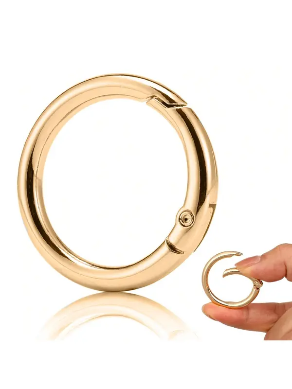 Spring Design At Opening Metal Spring O Ring, 5 Counts Durable Round Spring Snap Carabiner Clip Buckle, Diy Bag Accessories for Keyrings, Bags, Purses 6