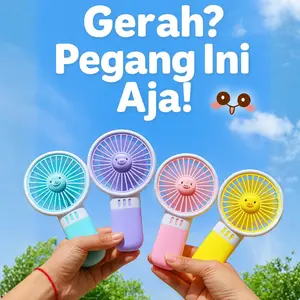 Infnityle Kipas Mini Portable Karakter Lucu Handheld Fan USB Angin Kencang Kipas Genggam Baterai ABC