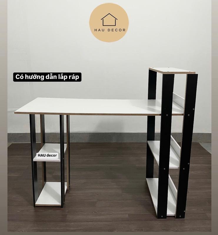 Bàn Học Gỗ Bàn Học Dáng Chữ L,Bàn Làm Việc Máy Tính,  Bàn Gỗ Decor Phòng Kèm Kệ Sách Kích Thước 98x38cm