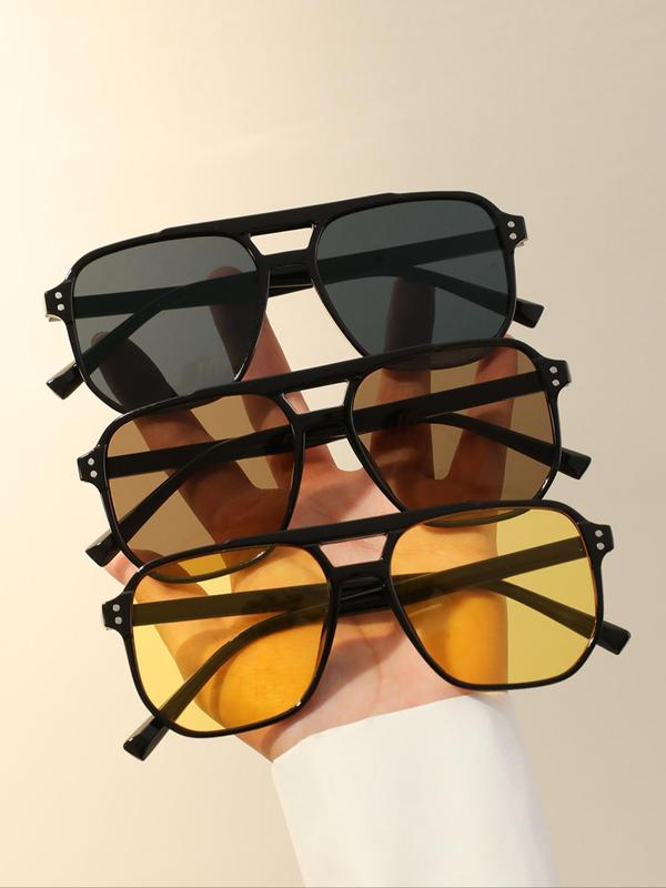 Vintage Ombre Tinted Lens Sunglasses, Aviator Sunglasses for Everyday Use, Versatile Modern Brown Sunglasses for Men and Women, Travel Accessories, Couples Gifts 3