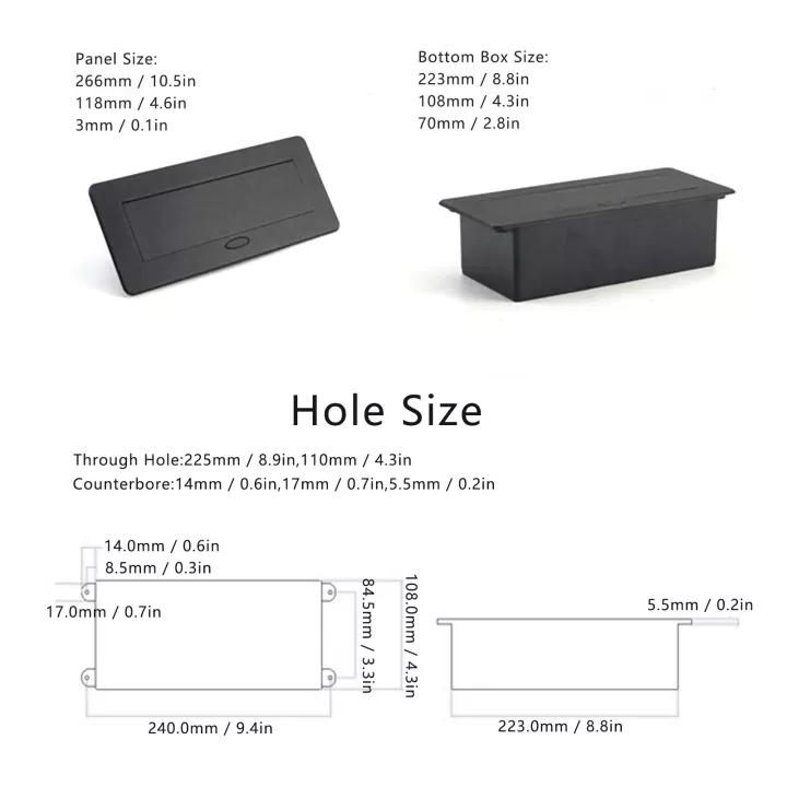 Desktop Socket Table Outlet Socket With USB Charging Pop Up BLACK（Aluminum Alloy Cover） 5