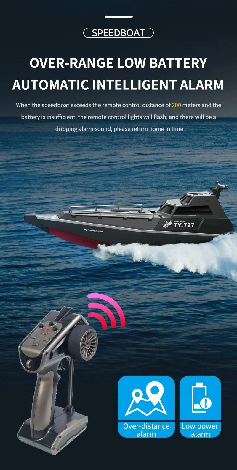 Product Introduction of 2.4GHz TY727 RC TURBOJET PUMP High-Speed Remote Control Jet Boat Low Battery Alarm Function adult Children Toy Gift 6