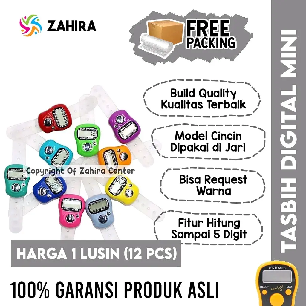 Tasbih Digital Cincin MINI Fitur Counter Hitung Reset Murah Multifungsi untuk wirid