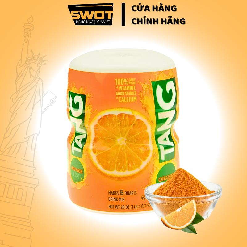 Bột pha nước Cam TANG Mỹ 566g, Bột pha nước cam thơm ngon, giàu Vitamin C - SWOT
