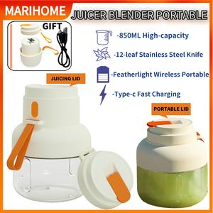 Electric Juicer Blender Large Capacity Cover Portable Juicer Bucket 850ml Wireless USB Rechargeable Vegetable Fruit Mudah Alih Botol Segera Jus
