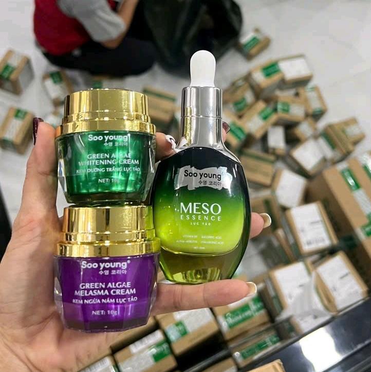 Combo Tinh Chất Meso 35ml + Kem Face Ngày & Đêm Lục Tảo Size 10g Sooyoung Làm Đẹp Da Skincare Serum 1