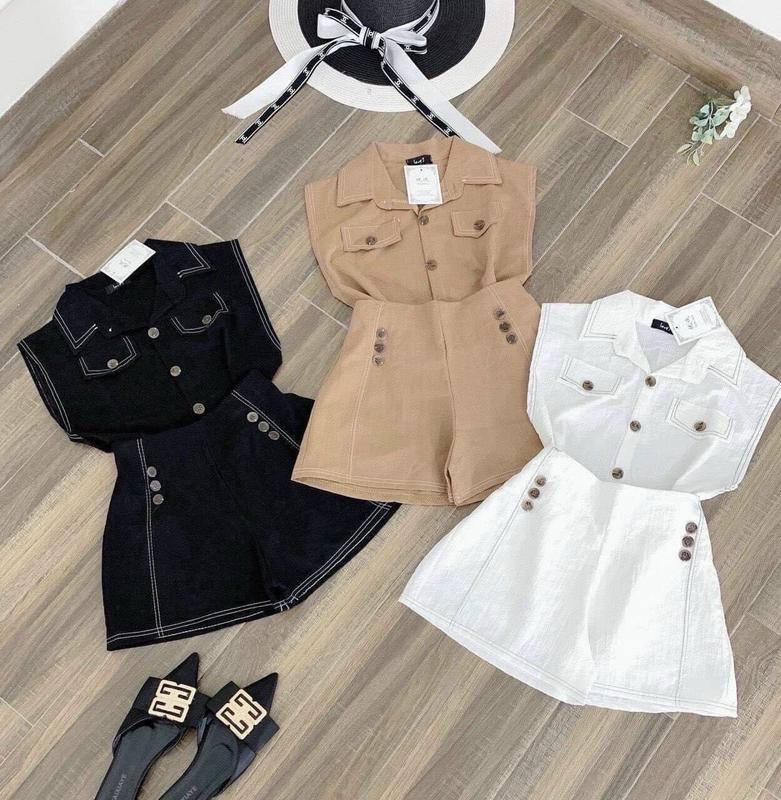  Sét bộ đùi áo sơ mi cộc tay bé gái vải linen mẹ va bé gái 12-60kg 