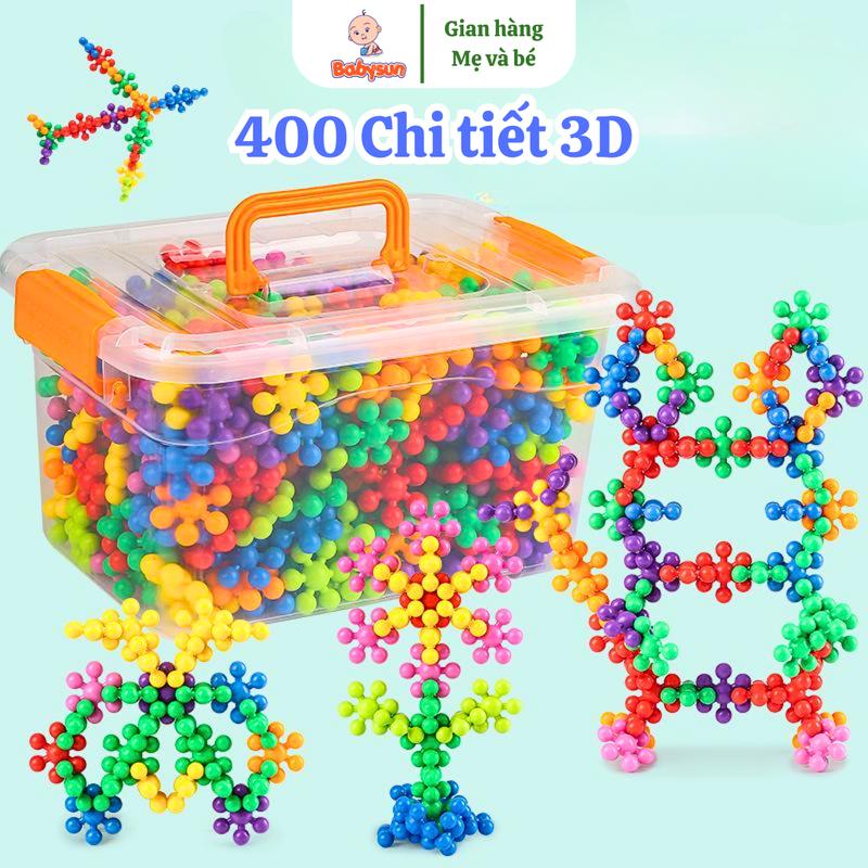 Hộp 400 chi tiết, Bộ lắp ghép 3d hoa mai, ghép hình hoa tuyết, đồ chơi xếp hình cho bé thoả sức sáng tạo