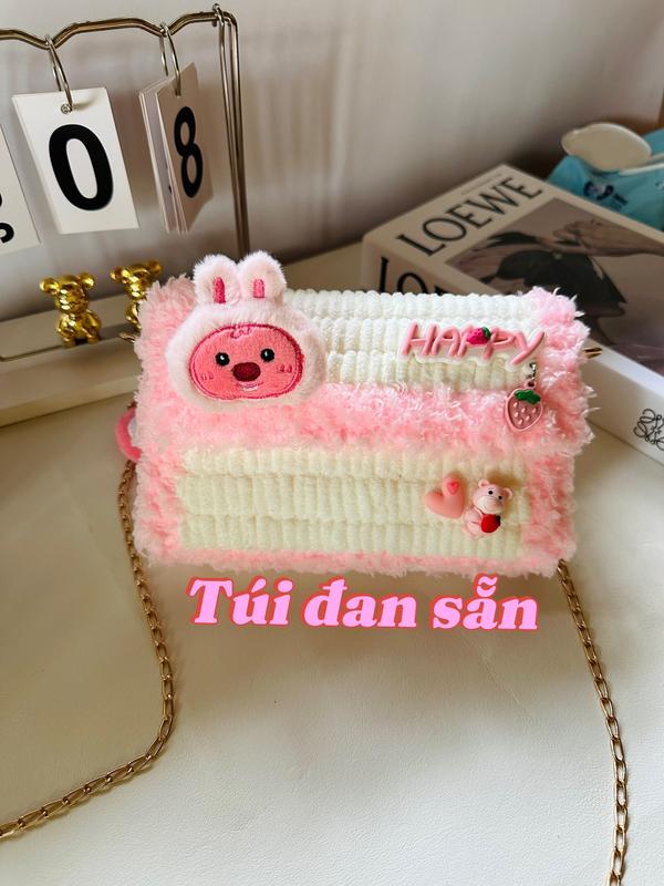 TÚI ĐAN SẴN TÚI LEN ĐŨA GẤU DÂU PHONG CÁCH HÀN QUỐC Bag Nữ Canvas Nhung Ngọc Handmade Đeo Vai
