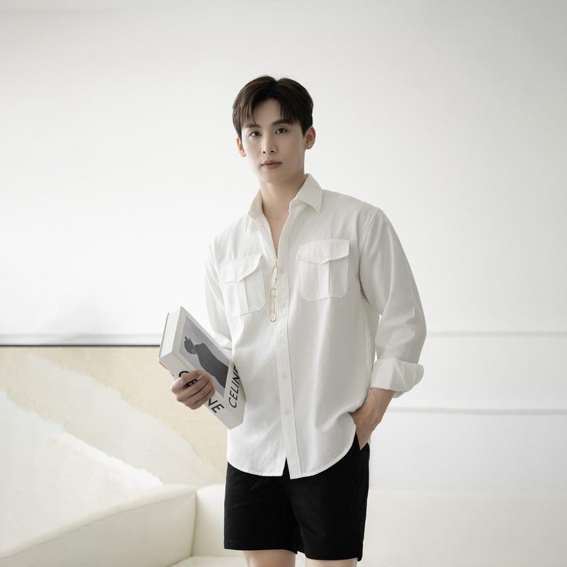 Áo sơ mi nam tay dài vải Oxford 2 túi, sang trọng, thanh lịch - LUCIINON  Nhung Menswear Shirt Menswear Shirt Cổ Tròn Có Cổ áo  sơ mi Trắng